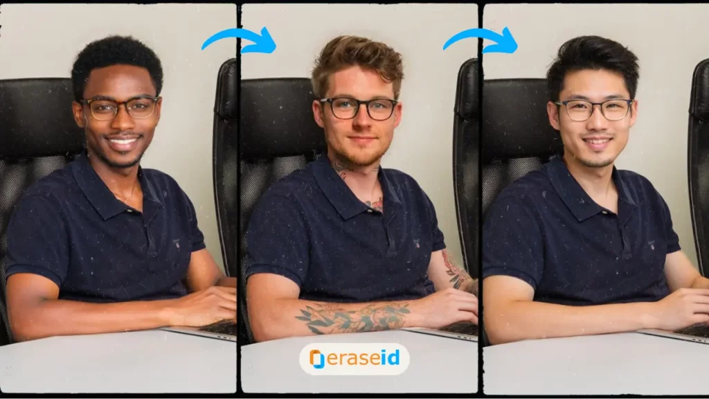 EraseID - Skin Color Generator for a Man sitting a chair