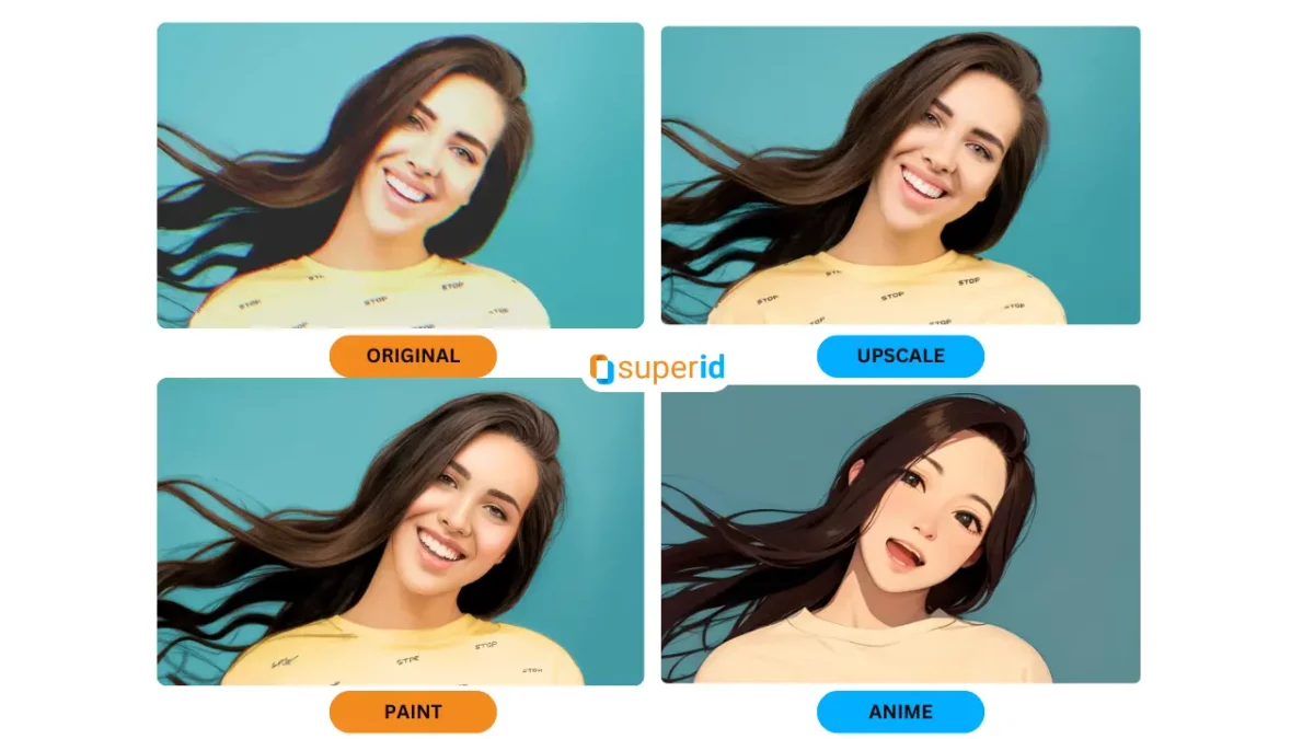 Website to enhance photos showcasing feature of SuperID on a beautiful girl