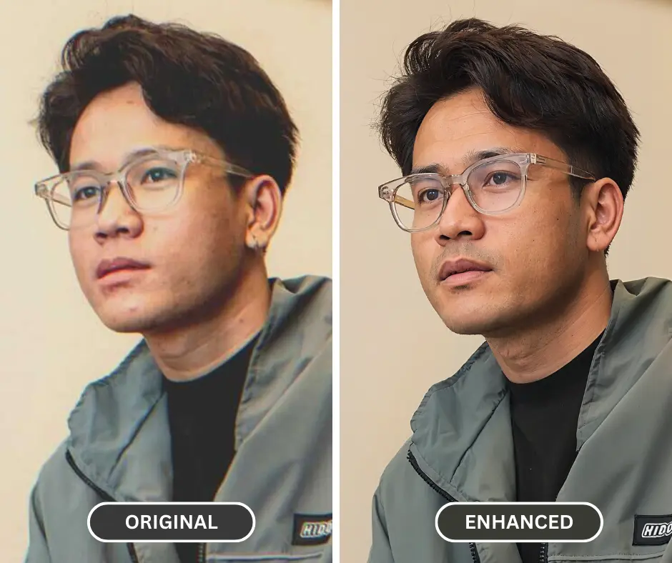 enhance quality of picture using SuperID on a picture of a guy wearing glasses