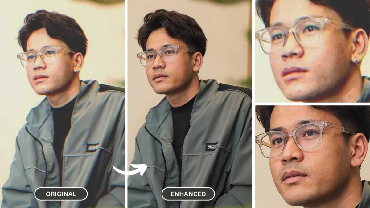 enhance quality of picture using AI by SuperID on a picture of a guy wearing spectacles