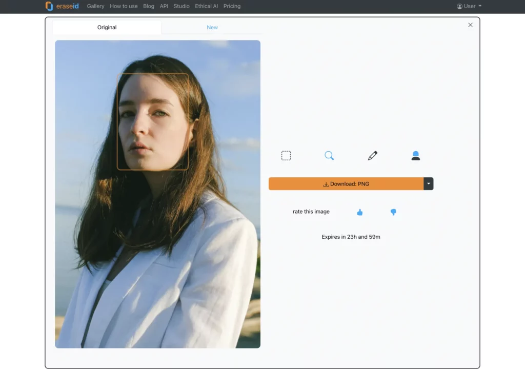 how to change face with AI using an Original image on EraseID