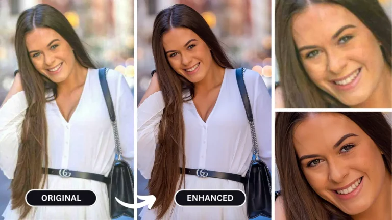 how to fix image quality of a picture of a girl using SuperID, before and after results