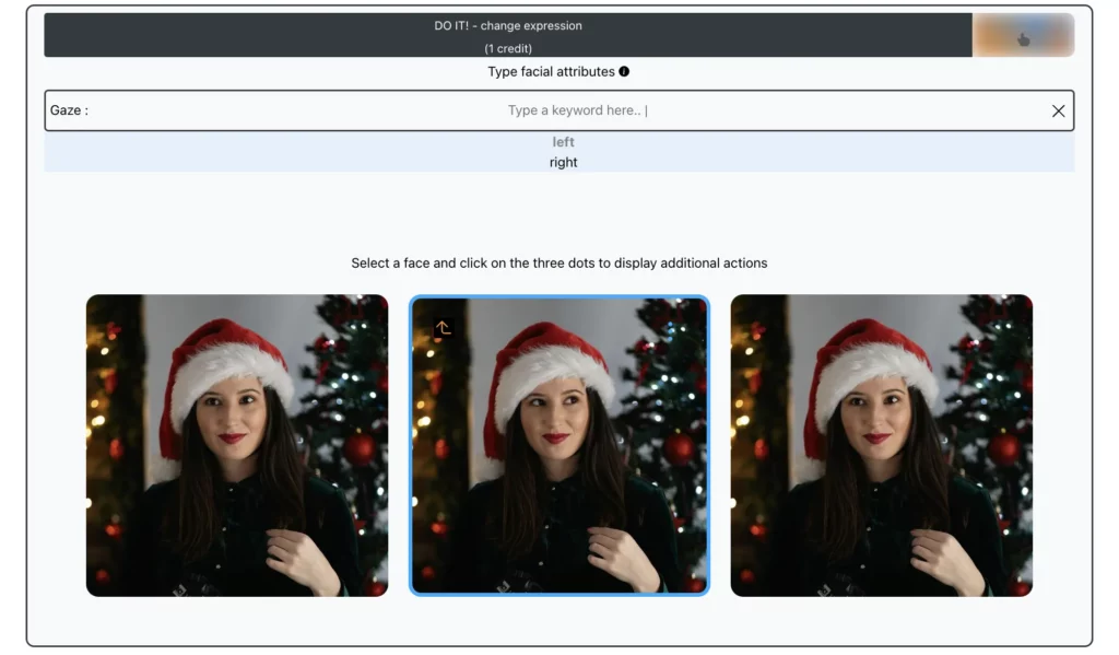 AI change eye direction girl wearing santa cap changing eye direction using gaze feature by eraseid