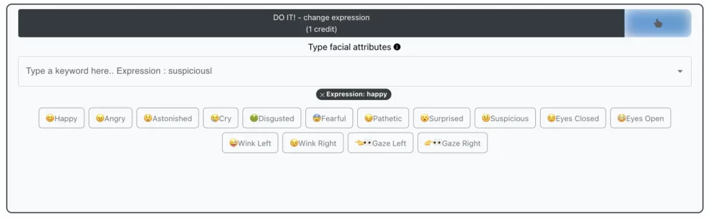 EraseID's change expression feature also provides additional features for you to edit the expressions further until you get the desired image