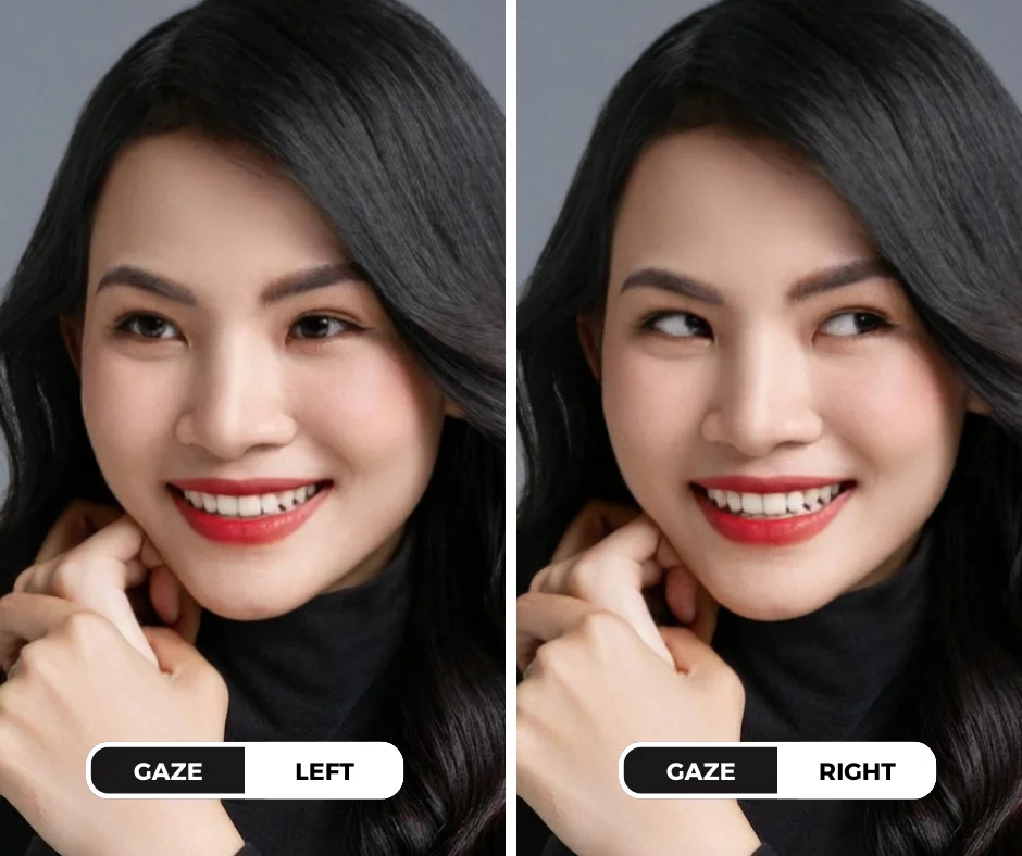 change eye direction in photo from left to right using the gaze feature offered by EraseID