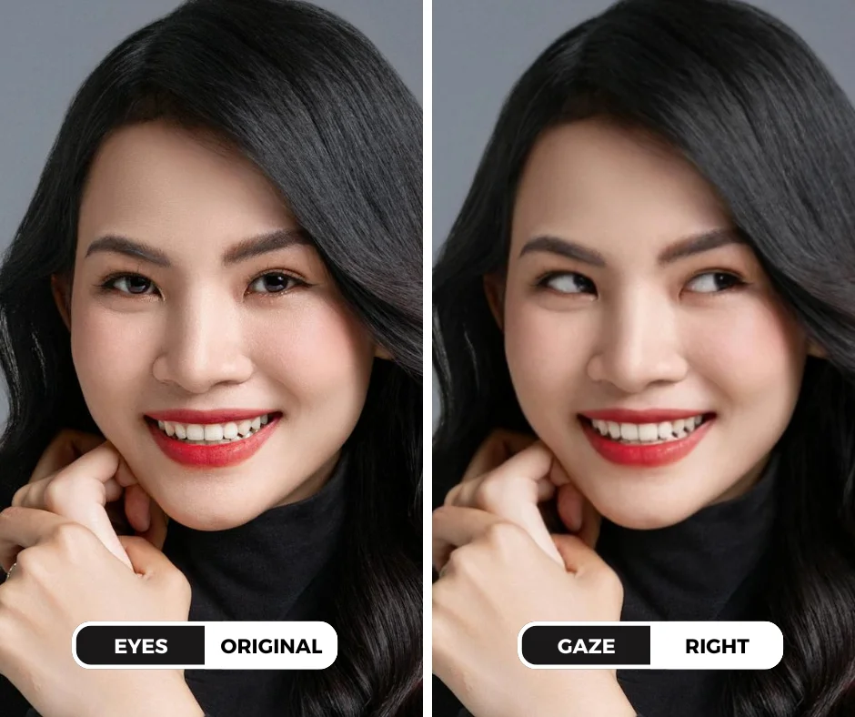 change eye direction in photo from straight to right