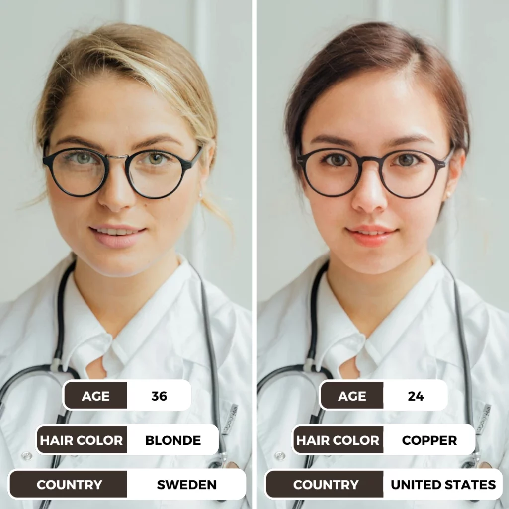 digital face replacement using EraseID on an image of a researcher wearing white coat and eyeglasses