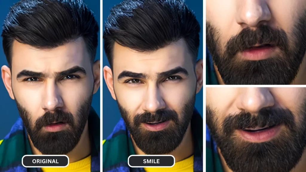 learn how to add a smile to a photo on an image of a bearded guy