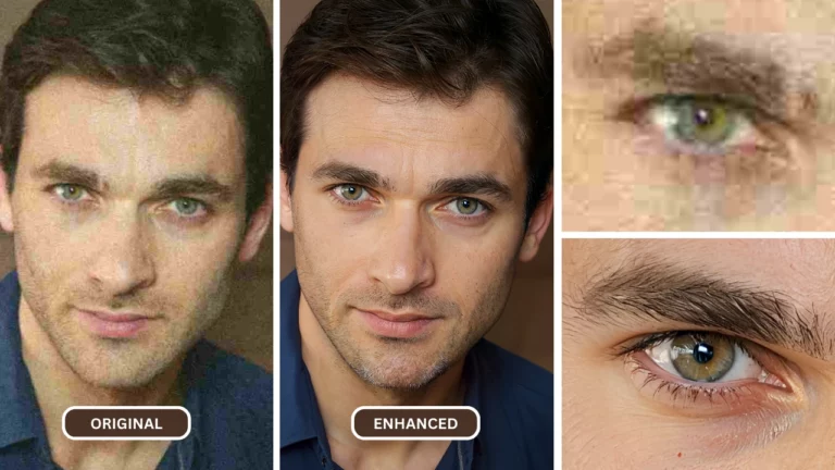 blur remover using SuperID on a man with green eyes and blue polo shirt