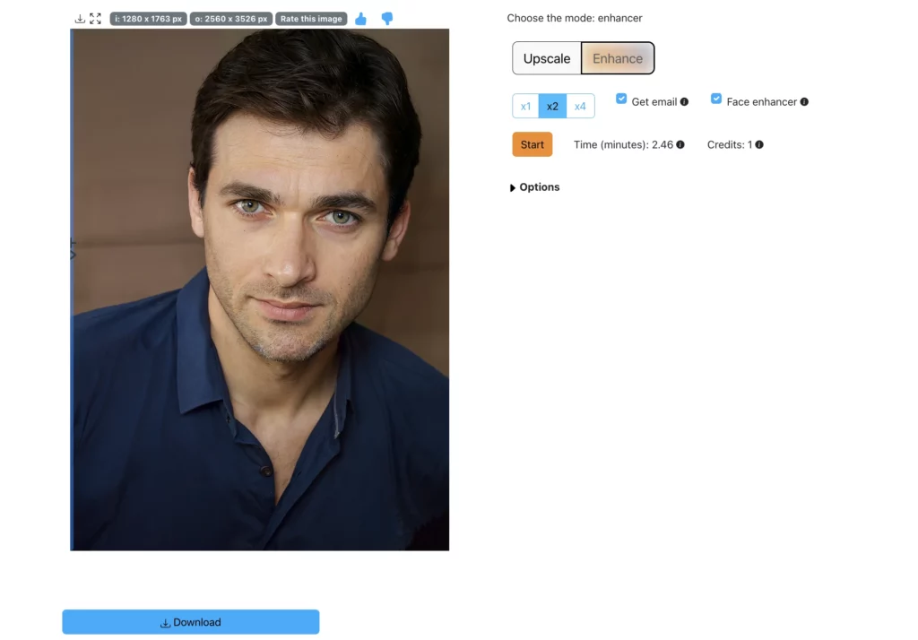 blur remover tool as SuperID giving an enhanced image of a man in blue polo shirt