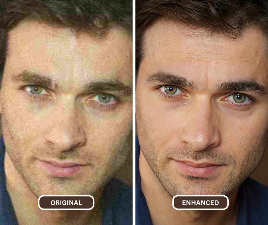 blur remover using SuperID on a closeup image of a man with green eyes