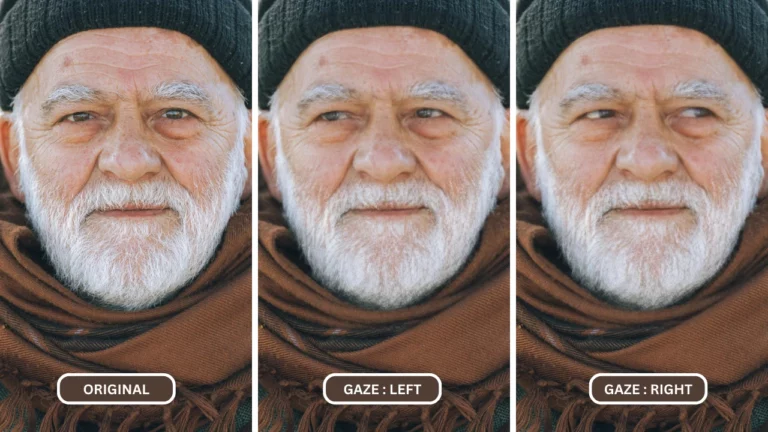 eye direction changer app EraseID on an image of a old man