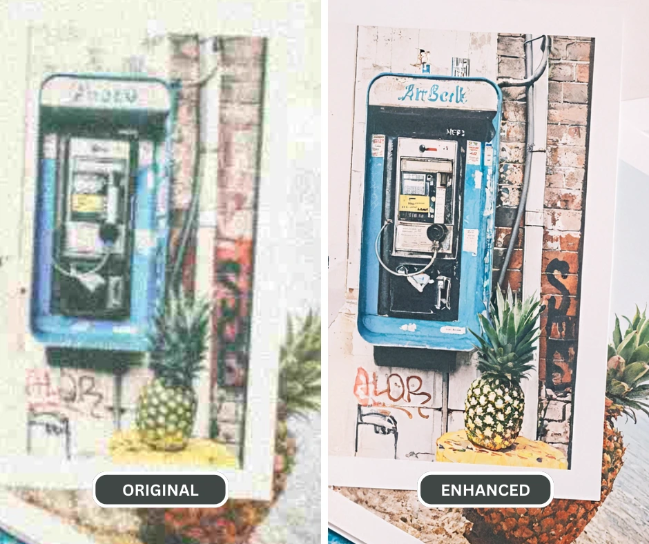 how to make a photo higher resolution for printing a phone booth with the help of SuperID