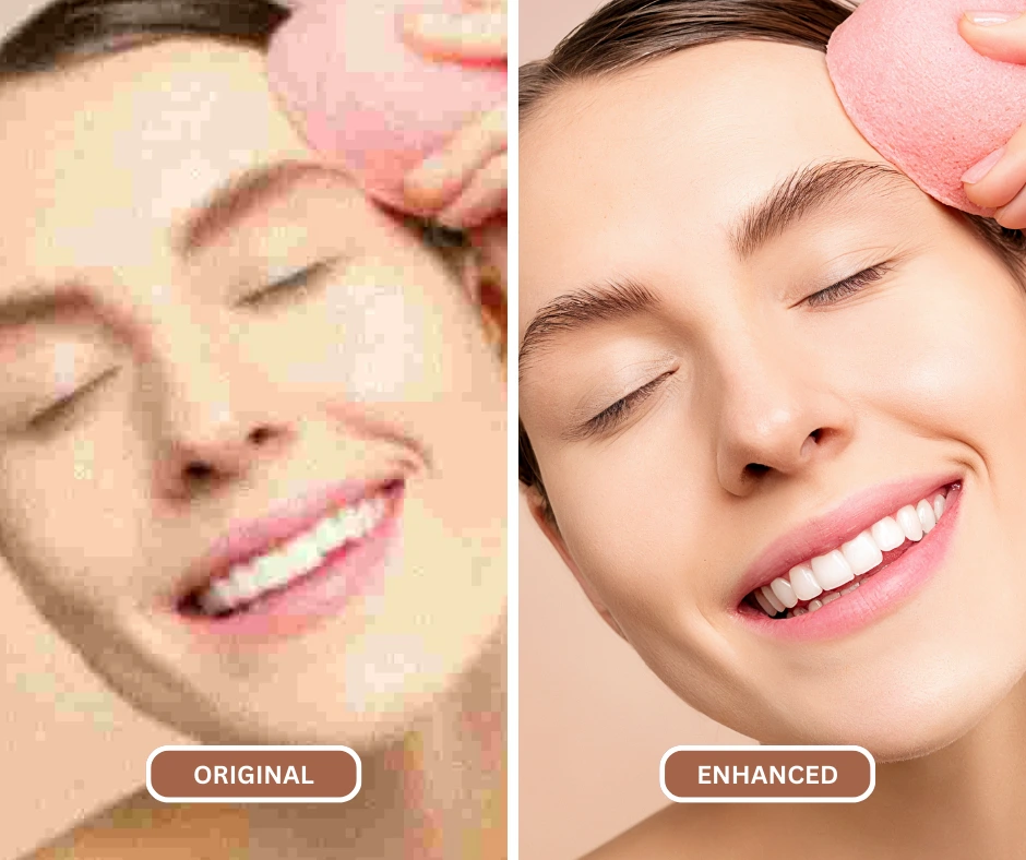 how to make an image clearer of a zoomed in image of a young woman using a beauty product