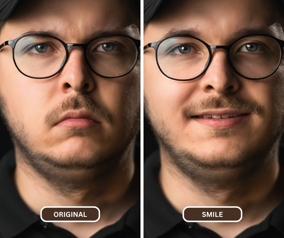 closeup image of a young man with eyeglasses smile using eraseid