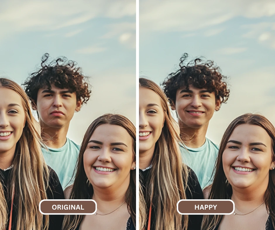 how to put smiley face on picture of friends